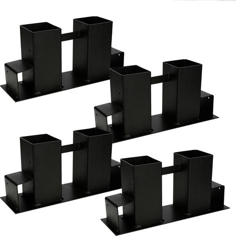 Randaco 4x Aide à l'empilage du bois acier enduit, noir, abri en bois bricolage pour bois équarri, stockage du bois 4 pièces (1/5)