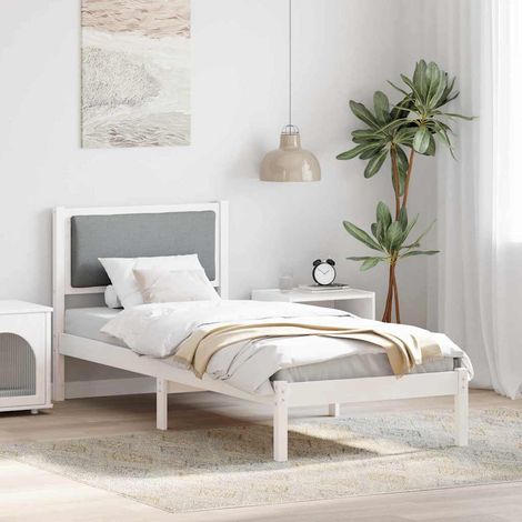 Cadre de lit avec tête de lit-Structure de lit avec panneau de lit Gris clair 80 x 200 cm Pin massif 713883 (1/5)