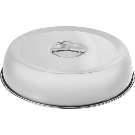 Couvercle à steak en acier inoxydable avec poignée, couvercle alimentaire pour grillades, couvercle en métal pour steak-24.00X24.00X16.50CM-Silver (1/4)
