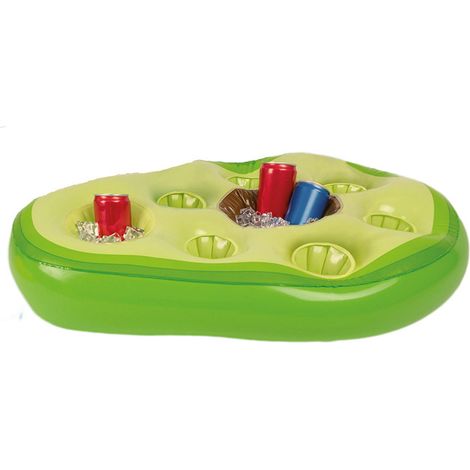 Barra de hielo inflable para agua, servicio gratuito, disco de hielo, fiesta, flotante, portátil, soporte para bebidas, posavasos poroso, BANDEJA, 65 x 50 cm (1/5)