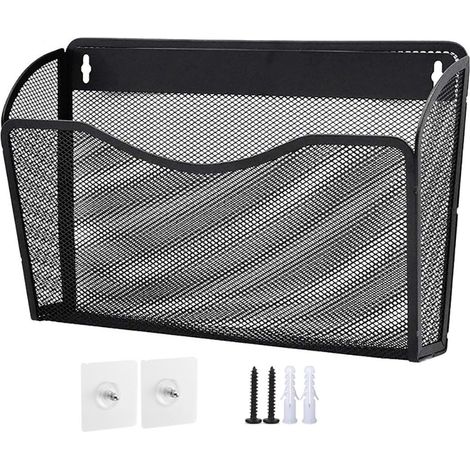 Vertikaler Wandorganizer für A4-/Letter-Dokumente, einzelnes Netzfach, Hängeablage für Papiere, Büro, Zuhause, Schule, weiß