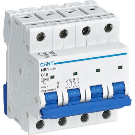 Interruptor magnetotérmico chint 4p 16a 10ka curva c - 179910