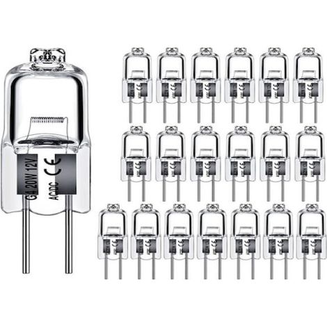 20 paquets d'ampoules halogènes G4, ampoules halogènes 20w 12v, ampoules halogènes à 2 broches, broches halogènes Tabanlı Lamba, Ev Aydınlatması İçin Sıcak Beyaz Şeffaf Kapsüller (1/5)