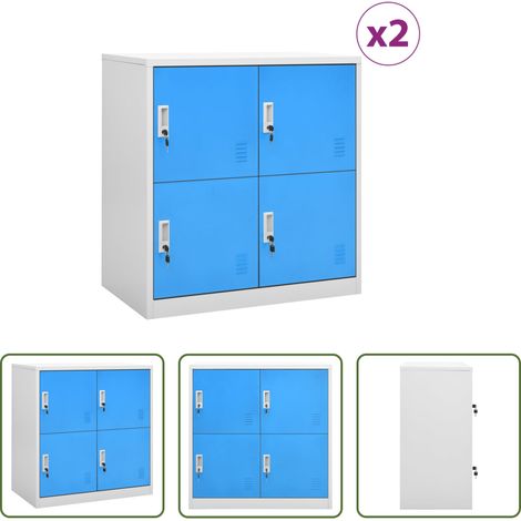 vidaXL Rangement bureau - Armoires à casiers 2 pcs Gris clair et bleu 90x45x92,5 cm Acier (1/5)