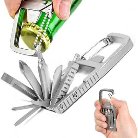 Pince Multifonction 12 en 1, Outil Multifonction Pliable en Acier Inoxydable, Couteau de Poche Portable, Couteau de Survie en Acier inox, Idéal pour la Survie, le Camping et la Randonnée (1/5)
