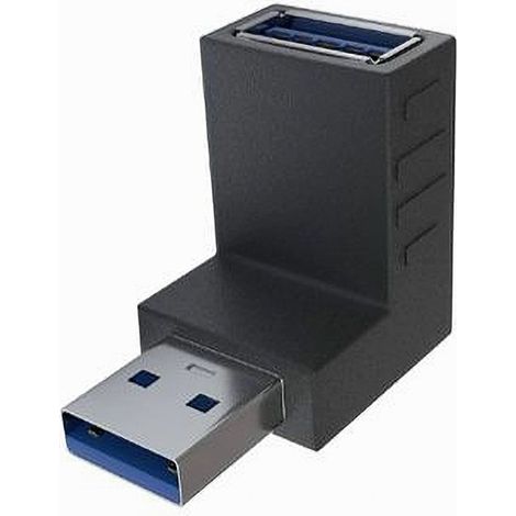 MaxTech - Connettore Dati Adattatore Usb Maschio- Usb Femmina Ad Angolo 90° Prolunga C-057 - (1/4)