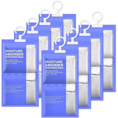 8er-Packung à 100 g (800 g) Feuchtigkeitsabsorber für Schränke, Kleiderschränke, Anti-Feuchtigkeits-Schränke für Keller, Abstellräume und Waschküchen, beseitigt Gerüche und Feuchtigkeit (1/5)