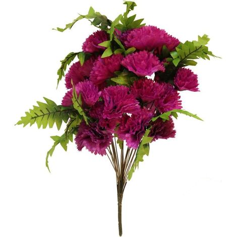 Bouquet di garofani viola con felci, decorazione realistica, 58 cm (1/4)