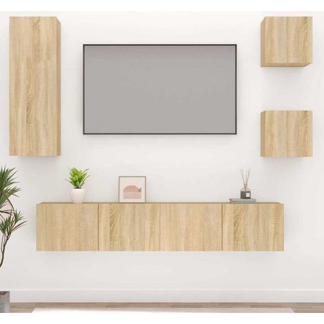 vidaXL 5 Piece TV Cabinet Set Sonoma Oak Engineered Wood (1/5)