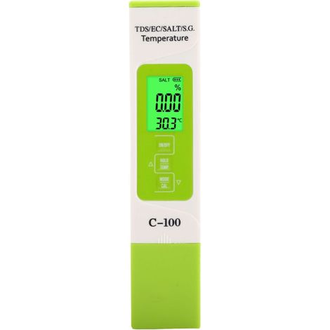 SJLERST Test de qualité de l'eau Salinité, C-100 5 en 1 salinité TDS EC testeur d'eau de mer Multifonction testeur de qualité de l'eau avec rétro-éclairage (1/5)