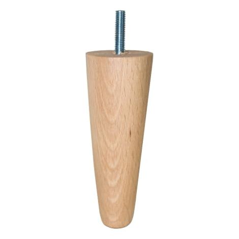 Pata de madera de haya Cónica 13 cm – Natural – 1 unidad, recambio para sofás y muebles