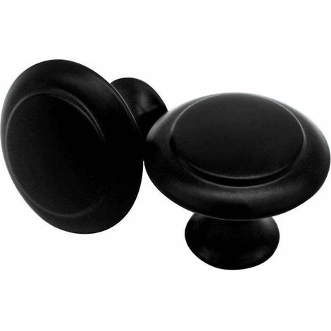 Lot de 10 Boutons Ronds Noir pour Meubles. (1/4)