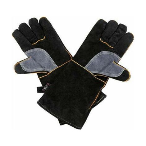 Gants de soudage en peau de vache, gants résistants à l'usure, isolants thermiques et résistants aux hautes températures, gants de barbecue en plein air, 14 pouces (1/4)