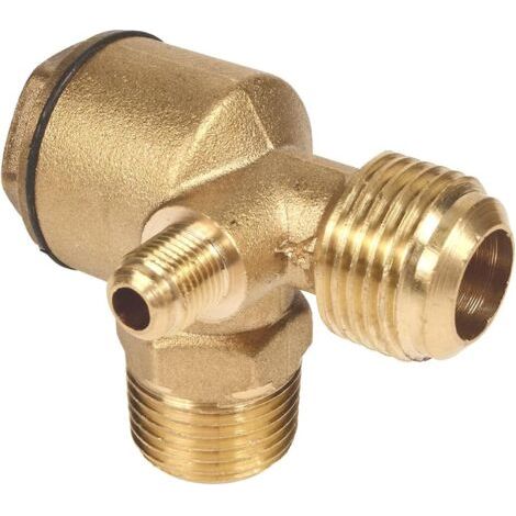 1 Clapet anti-retour Compresseur air, Laiton 3 voies, Fileté 1/2 pouce, Pour réservoir et pompe