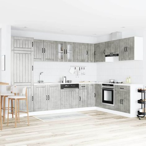 Armoire de cuisine-Meuble de cuisine-Meuble de rangement Lucca 2 pcs Gris 80 x 46 x 81.5 cm (1/5)