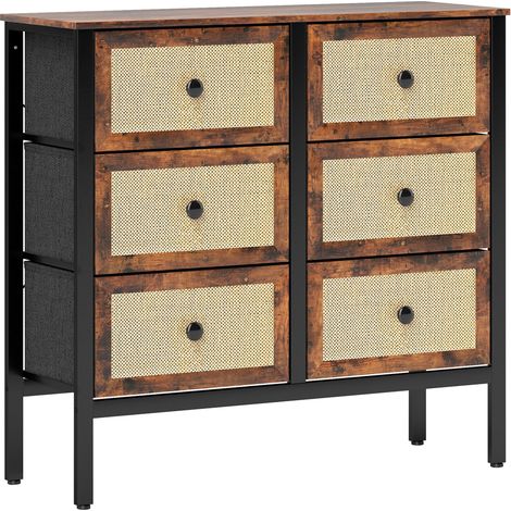 Commode de rangement, en acier, en rotin, en tissu, avec tiroirs, pour chambre salon, rangement maison, petits espaces
