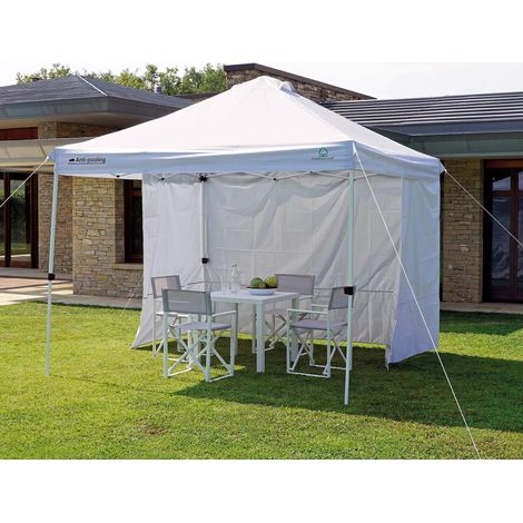 Gazebo Pieghevole da Giardino in Ferro 3x3m Bianco