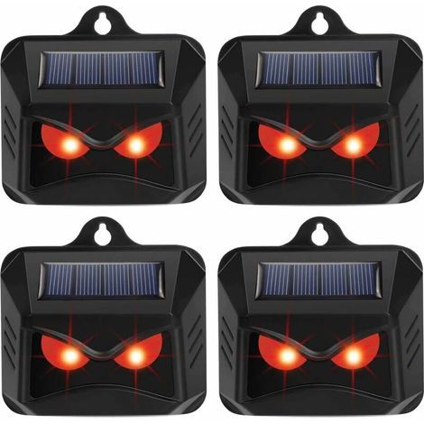 CHOYCLIT Lumière solaire de contrôle des prédateurs 4-Pack - Dissuasion de renards pour les jardins - Répulsif pour animaux - Dispositifs répulsifs pour cerfs - Répulsif pour chats - Répulsif pour ren (1/4)