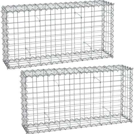 Estexo – Gabion spirale en pierre 100x50x20 cm – Lot de 2 – Treillis métallique galvanisé – Maille 5x10 cm – Construction rapide et facile (1/5)