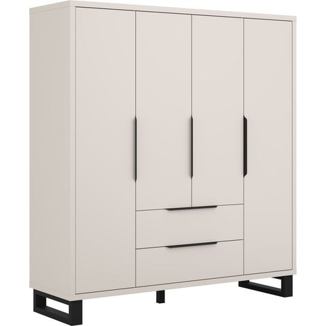 Armario Avicavu 122, Cachemira + Negro, 210x191x60cm, Puertas de armario: Con bisagras, Número de estantes: 0 (1/5)