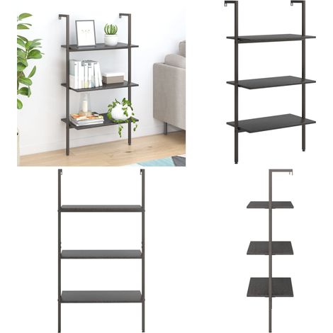 Leiterregal mit 3 Böden Schwarz 64x35x120,5 cm - Bücherregal - Wandregal - Regal Schwarz - Aufbewahrung - Dekoration - Home & Living