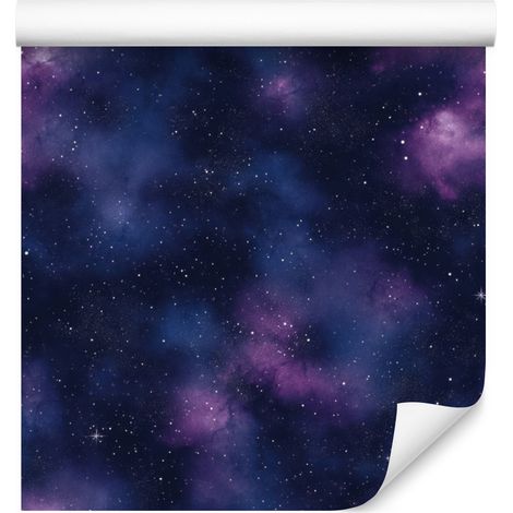 Papel pintado Galaxia en acuarela azul marino, violeta, azul e índigo 50x1000 cm (1/5)