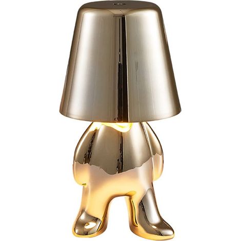 Lampe De Table Moderne Rechargeable LED Sans Fil, 3 Température De Couleur Réglable, Lampe De Bureau Portable En Métal Dimmable Touch Décoration Minimaliste Pour Restaurant/Chambre/Maison (Or-A) [Clas (1/5)