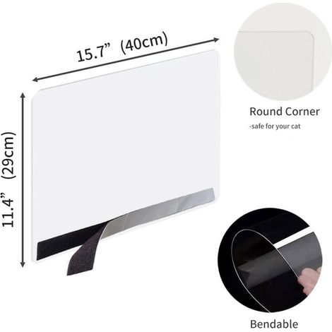 Écran de Protection Transparent Anti-Projections pour Bac à Litière Chat – Pare-Urine Flexible et Découpable avec Fixation Auto-Aggripante pour Bord de Caisse de Chat, Protège les Murs et les Sols
