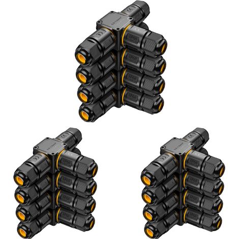 12 Stück wasserdichte IP68-Kabelverbinder – 3-Wege-Anschlussdose, 3-adriger wasserdichter Steckverbinder – Outdoor-Gartenanschluss – 6–11 mm Kabelabzweig – wasserdichte externe Elektrobox