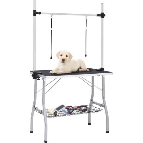 Tavolo toelettatura pieghevole per animali, 90 x 60 x 76 cm, altezza regolabile, nero HAVRYA (1/5)