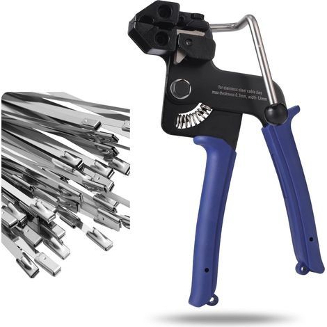 Kit de Pistolet d'attache de câble en Acier Inoxydable avec 100 Attaches en Acier Inoxydable, Outil d'attache de câble pour Tendre et Couper Les Attaches de câbles (1/4)
