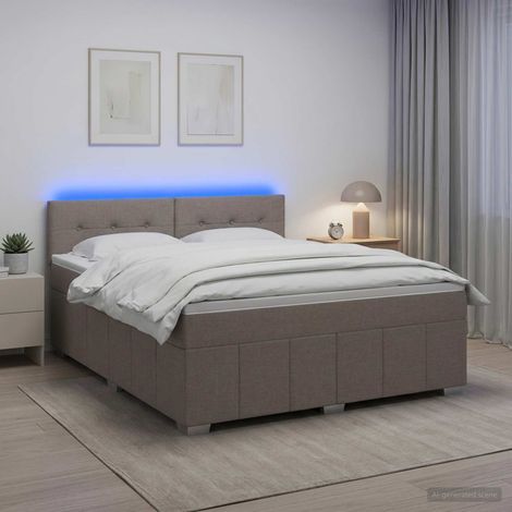 vidaXL Lit boxspring avec matelas Taupe 140 x 200 cm Tissu (1/5)