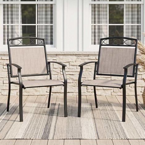 Lot de 2 chaises de jardin 150 kg, sièges d'extérieur respirants pour balcon, terrasse et véranda (1/5)