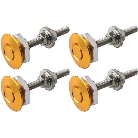 Kit de verrouillage de capot à dégagement rapide (2 paires) avec bouton-poussoir et clip de verrouillage pour pare-chocs de voiture-Gold