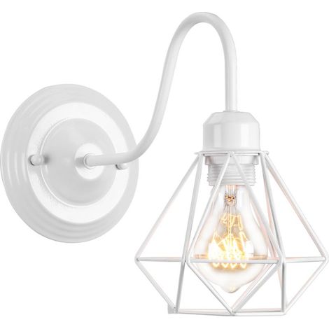 Applique Murale Rétro Antique (Blanc) Applique Cage En Métal Applique Murale D'Intérieur Lampe Murale Vintage (1/5)