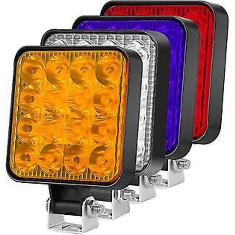 Phares avant 12 V à 16 LED, étanches à la poussière, projecteur de travail tout-terrain 1200 lm 48 W, ABS + LED pour Jeep, camion, voiture, moto, tracteur, SUV (bleu) (1/5)
