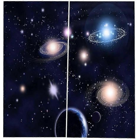 2-teiliger, landschaftlich bedingter Verdunkelungsvorhang für Fenster, Bad und Sonnenbadewanne-Galaxy (1/5)