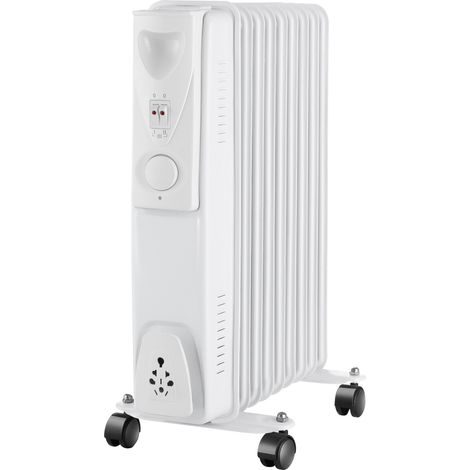 White Oil Filled Radiator Portable Electric Heater Thermostat 9 Fin 2000W (1/5)
