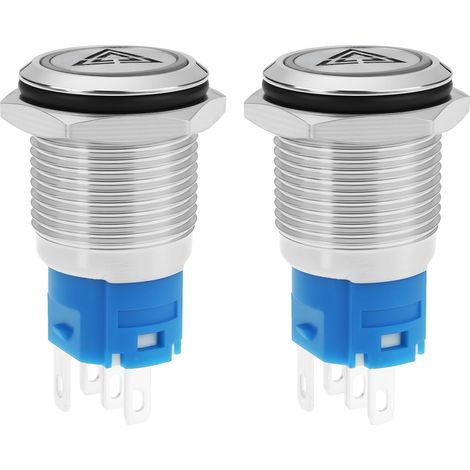 2 pièces 12 V 16 mm Commutateur à bouton-poussoir à verrouillage LED pour klaxons et haut-parleurs de voiture, camion, bateau (1/5)