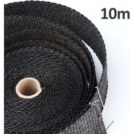 1 Rouleau Bande Isolante Thermique, Fibre de Verre, Résistant 500°C, 10 Colliers Inox, Pour Collecteur Moteur Auto Moto (1/3)