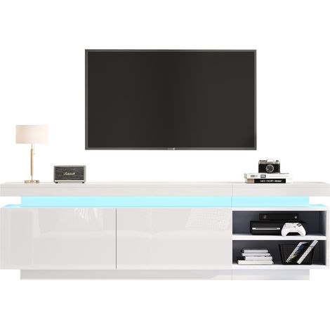 CHICFURN Mobile TV 170 x 35 x 50 cm in truciolare bianco con LED, per TV da 70 pollici (1/5)