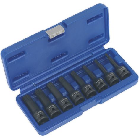 Sealey Premier Spline Impact Socket Bit Set 1/2""Sq Drive 8pc AK5604