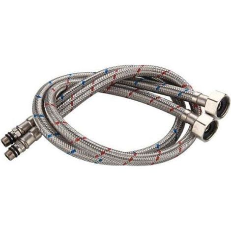 60 cm / 23,6 Zoll, 2 Stück flexible Verbindungsschläuche für Wasserhähne G3/8 x M10, geflochtene Edelstahl-Verlängerungsschläuche für Spülbecken in Küche und Bad. (1/4)