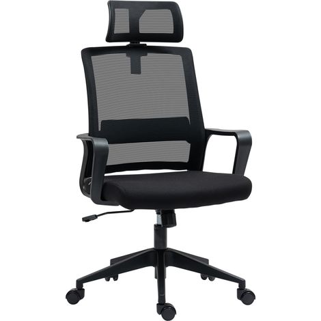 Chaise de bureau ergonomique avec accoudoir noire chaise pivotante en maille réglable en hauteur avec fonction bascule (1/5)