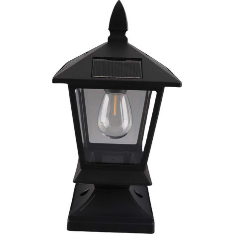 Lampe solaire extérieure IP65 pour jardin villa muret colonne paysager noire 1W 100lm économie d'énergie 1 pièce (1/4)