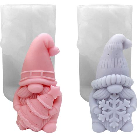 Moule en silicone lutin de Noël, moules en silicone 3D Moules de coulée Moules à bougies de Noël pour coulée, moules de coulée Moule en silicone lutin Plâtre pour coulée Moules de coulée en silicone p (1/5)