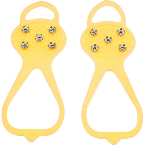 paire/ensemble Crampons antidérapants à 5 dents Adhérence forte Durables Crampons d'hiver à 5 dents Jaune M (35‑41) (1/5)