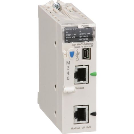 Processeur M340 1024 E/S TOR 256 E/S ANA 1 port Modbus 1 port Ethernet - BMXP342020