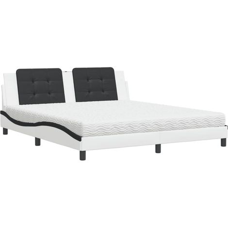 Maison Exclusive - Bett mit Matratze "Zadar" Weiß und Schwarz 180 (1/5)
