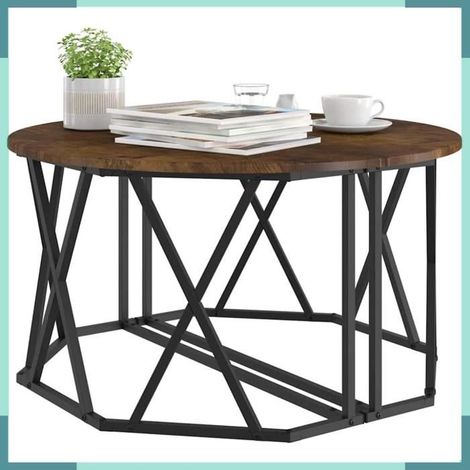 Table basse - 868251 - Chêne fumé - Bois d'ingénierie & acier - 80 x 80 x 42 cm (1/5)